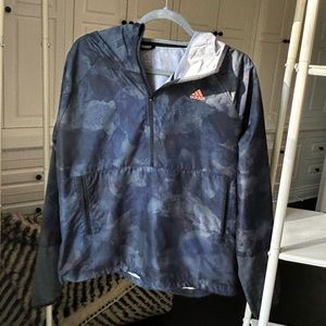 Adidas Climalite Activewear Camouflage Windbreaker Jacket Blue Size Medium